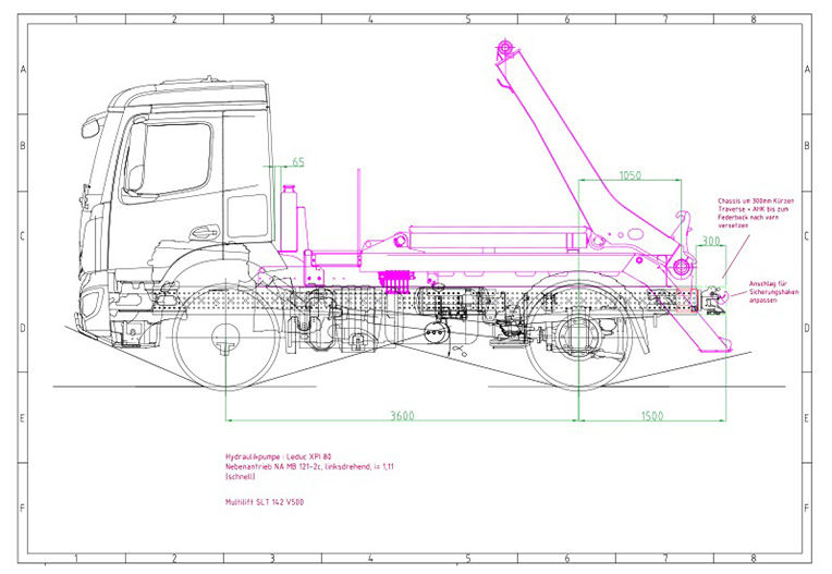 Unter Verwendung modernster CAD-Software konstruieren, berechnen und visualisieren wir LKW-Aufbauten gemäß den kundenindividuellen Anforderungen